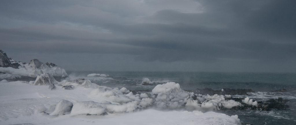 vinter kaldt øde hav land
